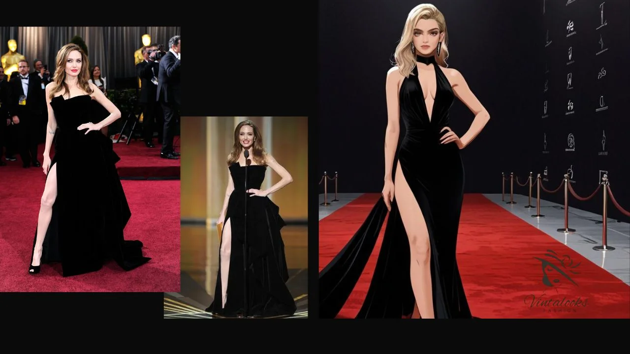  Angelina Jolie's Black Versace Gown( 2012 Oscars)